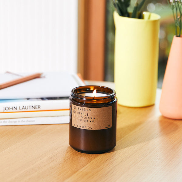 P.F. Candle Co. EU Los Angeles Standard Candle - Product - Inspired by overgrown bougainvillea, canyon hiking, epic sunsets, city lights with scent notes of redwood, lime, jasmine, and yarrow