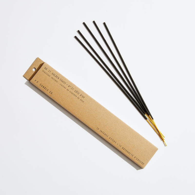 P.F. Candle Co. EU - Golden Coast Classic Incense Sticks - Product - Our charcoal-based Incense is hand-dipped in our studio and packaged in kraft box packaging.