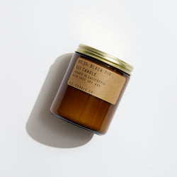 P.F. Candle Co. EU Black Fig Standard Candle - Product - Hand-poured into apothecary inspired amber jars with our signature kraft label and a brass lid.